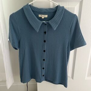 Madewell blue polo, button down top. Size medium
